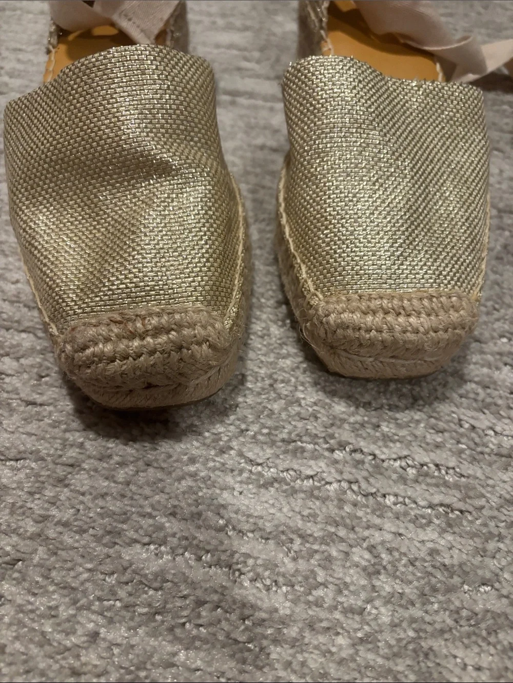 Franco sarto Woven Espadrille Lace-Up Flats in Champagne size 8 new